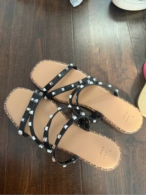 Target Black Studded Strappy Slide Sandals - Women